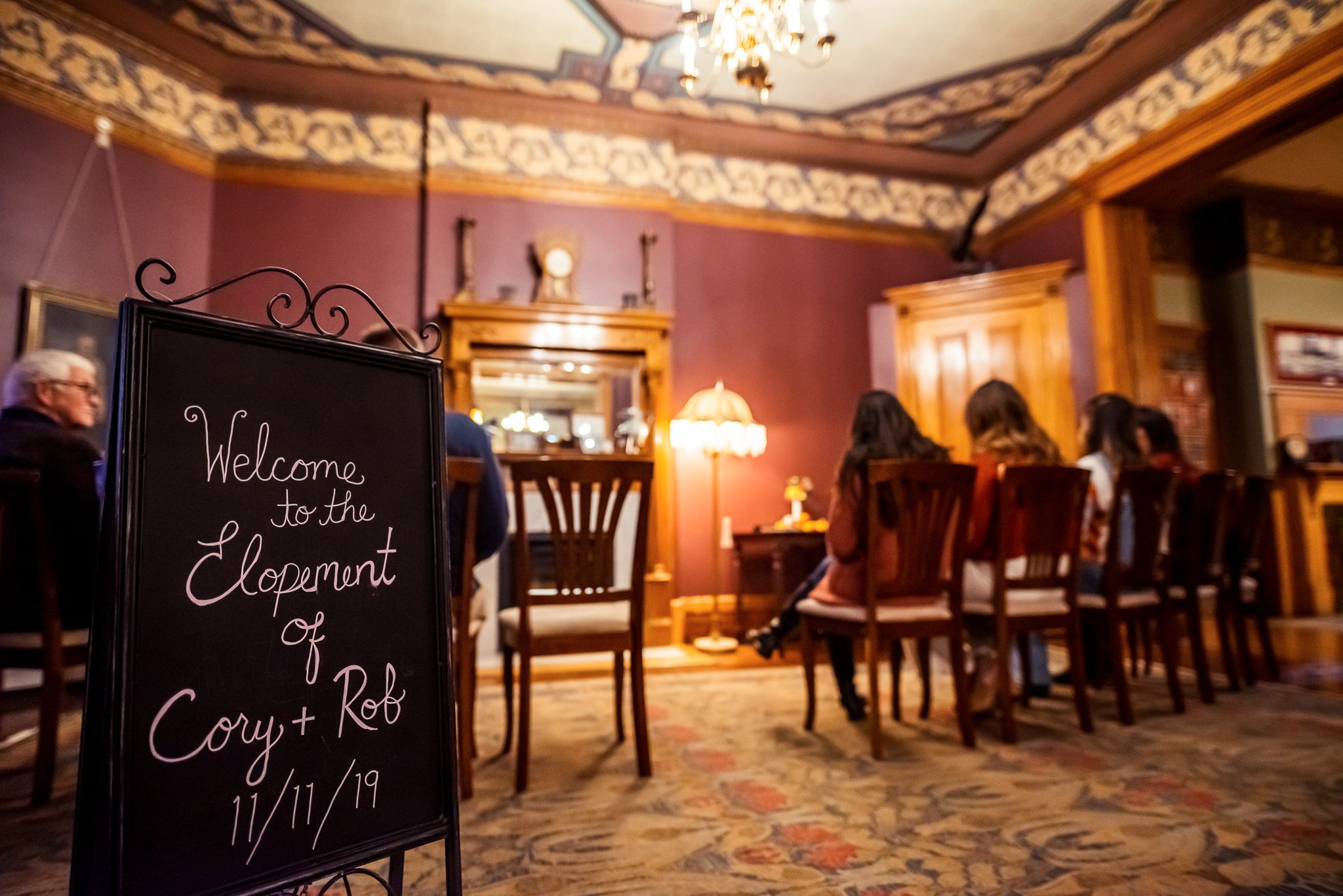 The Lumber Baron Inn always does a great job of making their guests feel welcomed and special. For Cory & Rob's wedding they put a chalk board sign out welcoming guests.