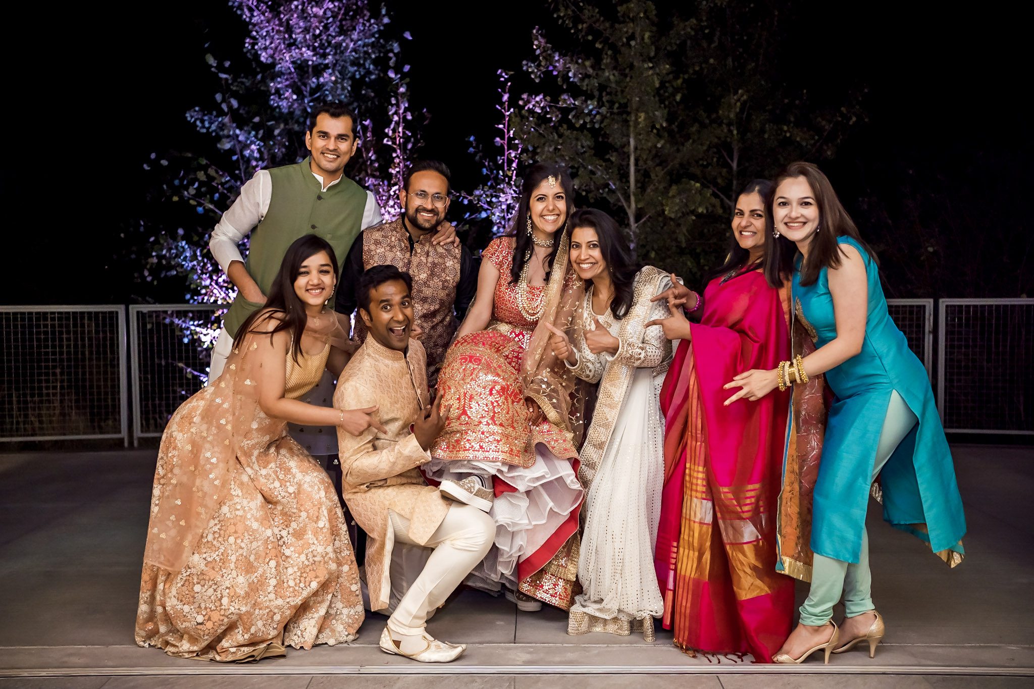 Colorful Southeast Asian wedding reception at the Aspen Meadows Resort in Aspen Colorado. Fall colors and fun dance party.