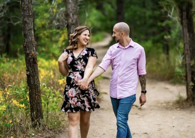 Fun and chill engagement session at Lair o the Bear Park in Morrison, Colorado