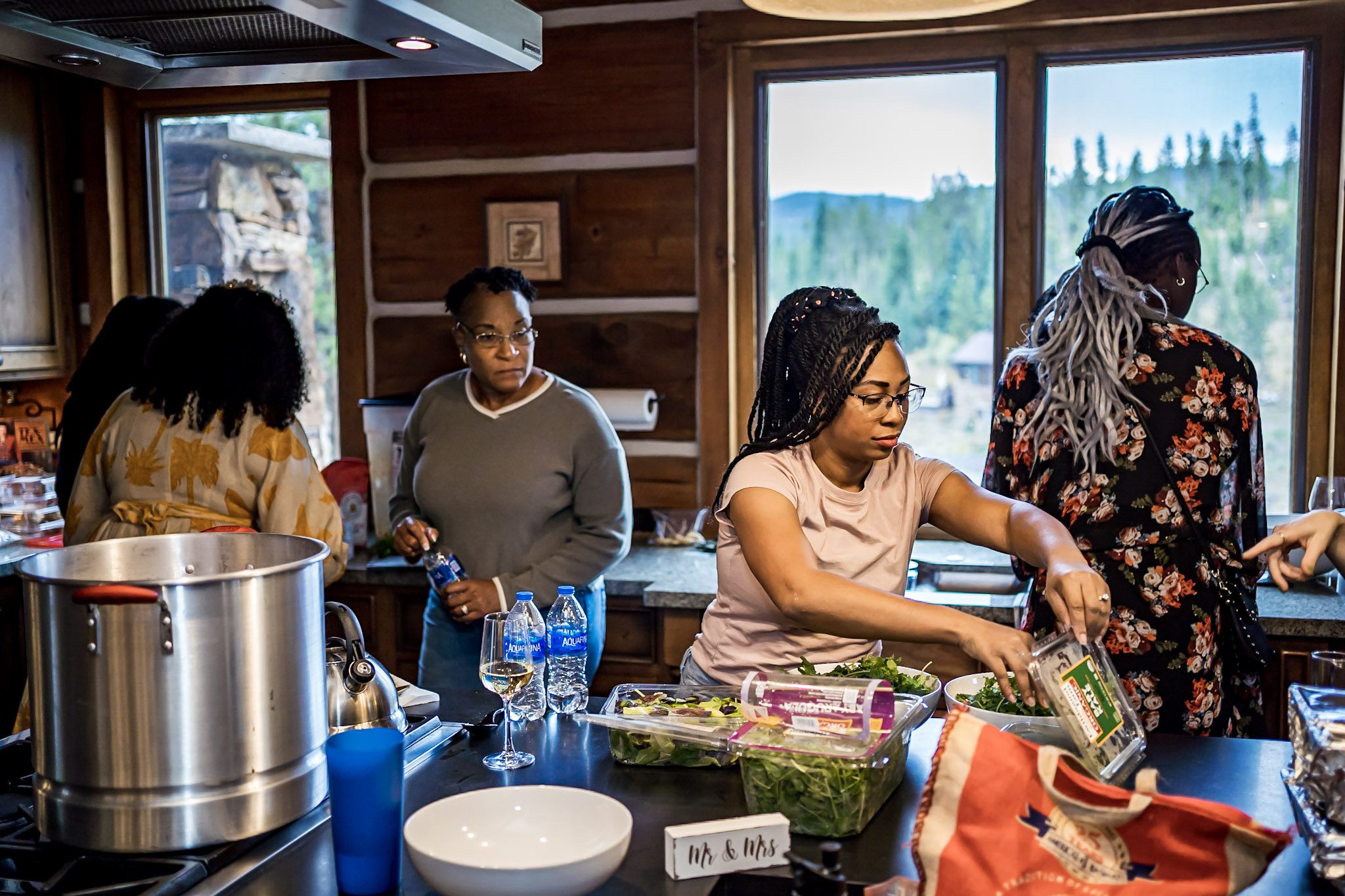 Small, fun wedding in Breckenridge Colorado. Diverse family and friends cooked dinner instead of having it catered.